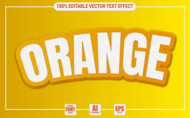 Efecto de texto amarillo fruta naranja