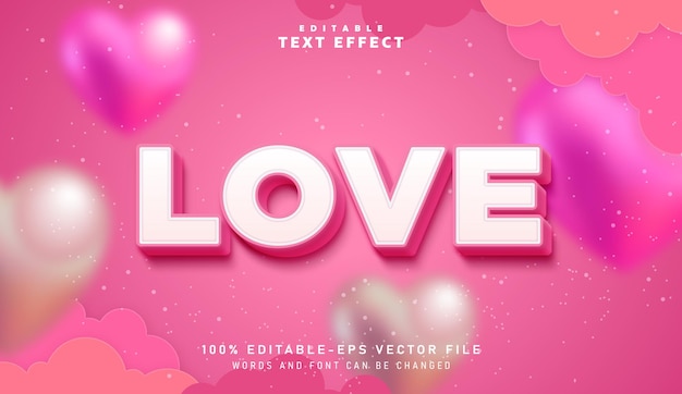 Efecto de texto de amor 3d efecto de texto editable