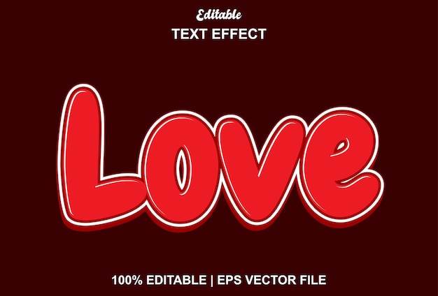 Efecto de texto de amor con color rojo para la marca del logotipo y más