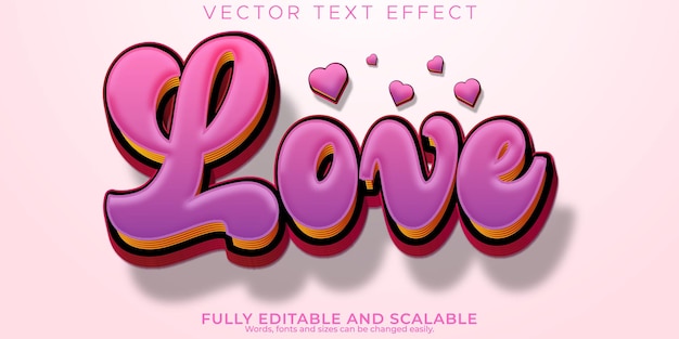 Efecto de texto de amor editable cariño y estilo de fuente de san valentín