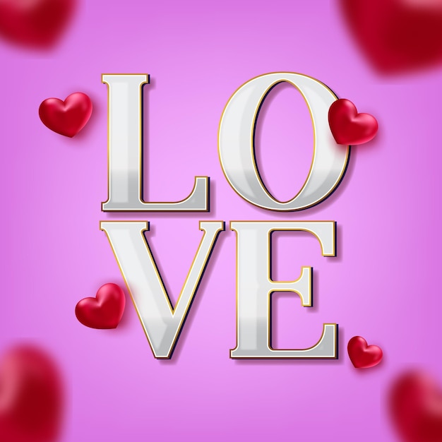 Vector efecto de texto de amor editable