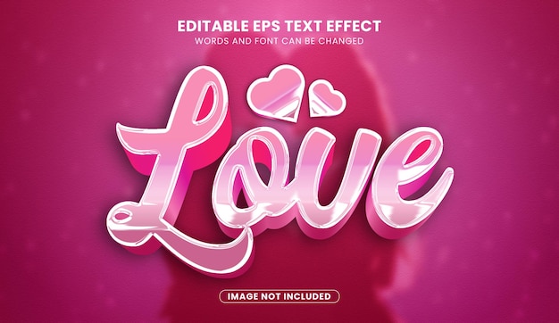 Efecto de texto de amor de estilo 3d