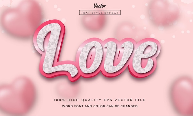 Efecto de texto de amor estilo 3d