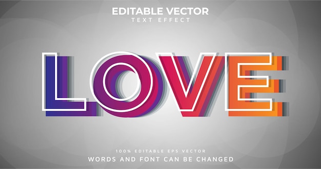 Efecto de texto de amor estilo instagram editable vector