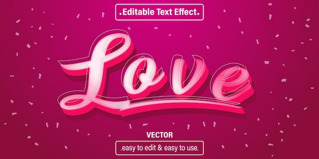 Efecto de texto de amor, estilo de texto editable.