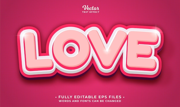 Efecto de texto de amor rosa editable eps cc