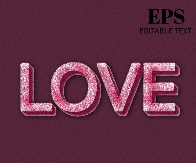 Efecto de texto de amor texturizado en 3D