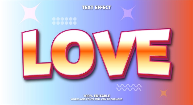 Vector efecto de texto de amor usando un elegante color degradado