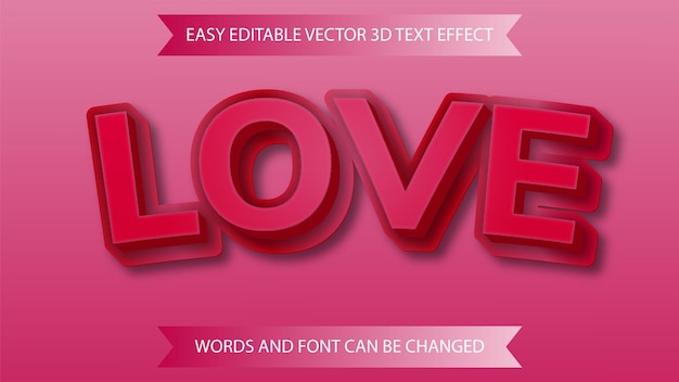 Vector efecto de texto de amor