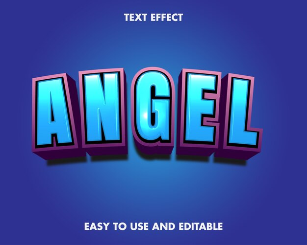 Vector efecto de texto de ángel. estilo de fuente editable.