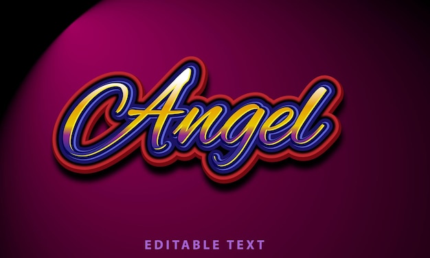 Vector efecto de texto de ángel metálico