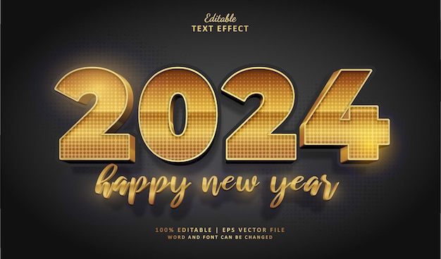 Efecto de texto de año nuevo 2024 Estilo de efecto de texto editable oro de lujo 3d