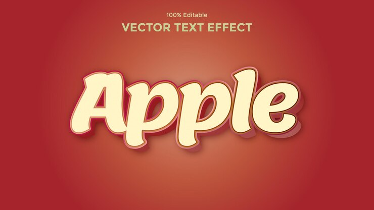 Vector efecto de texto de apple