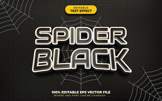 Vector efecto de texto de araña negra