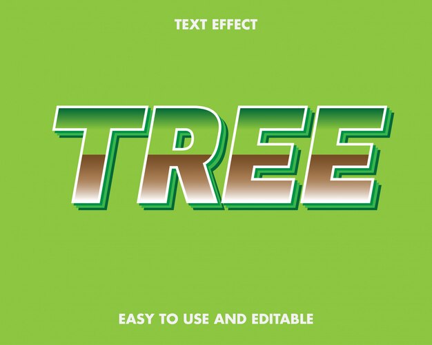 Efecto de texto de árbol con estilo moderno. Fácil de usar y editable. Vector premium