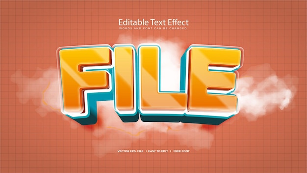 Efecto de texto de archivo con color naranja y nube