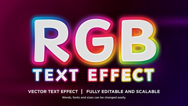 Vector efecto de texto arco iris rgb editable