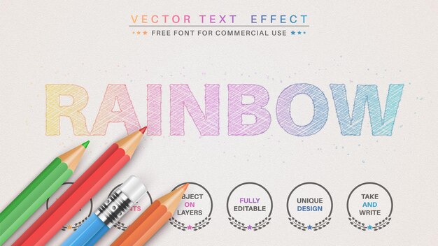 Vector efecto de texto arcoiris