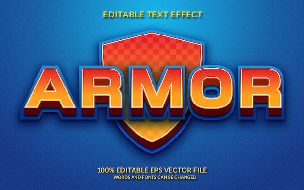 Efecto de texto de armadura 3D estilo de texto editable