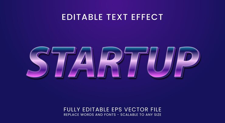 Efecto de texto de arranque violeta 3D
