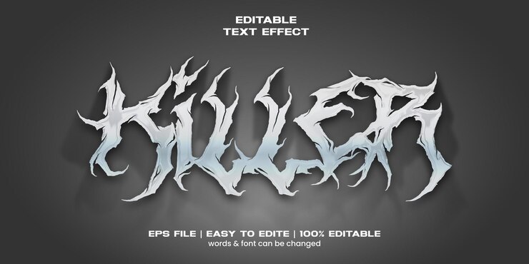 Vector efecto de texto asesino punky editable