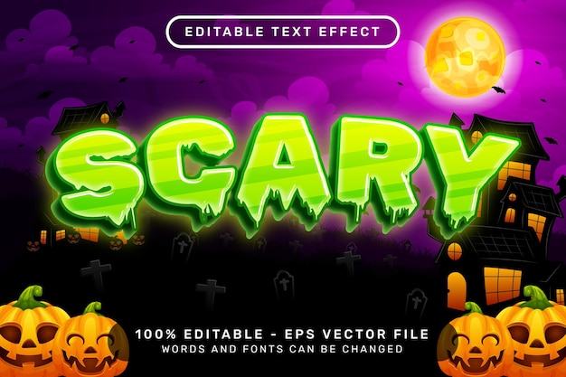 Vector efecto de texto aterrador y efecto de texto editable con fondo de halloween