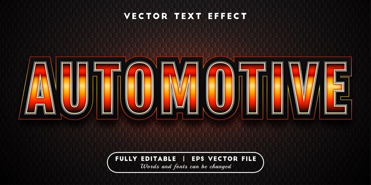 Vector efecto de texto automotriz, estilo de texto editable