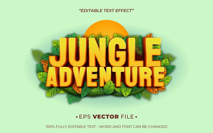 Vector efecto de texto de aventura en la jungla vector editable 3d