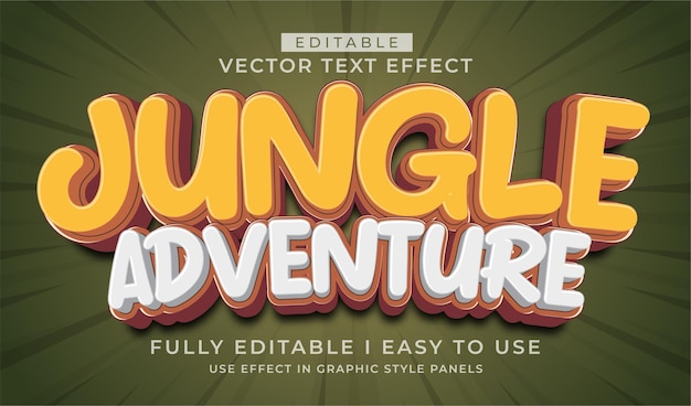 Efecto de texto de aventura en la selva 3D editable