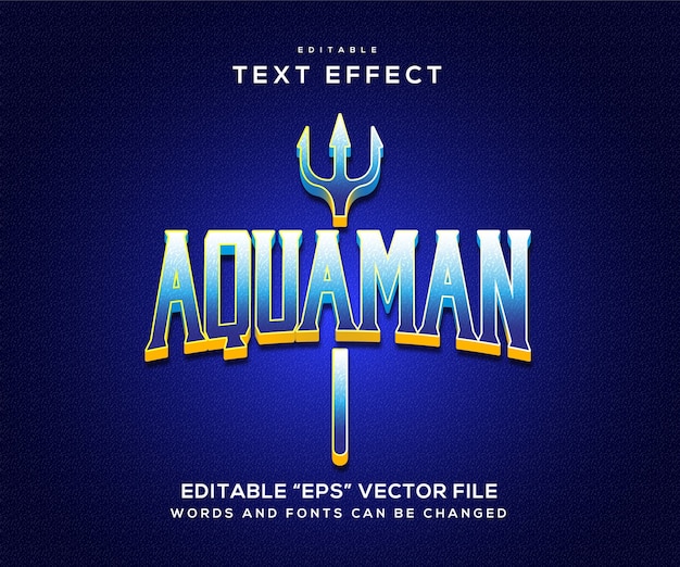 Vector efecto de texto azul aquaman