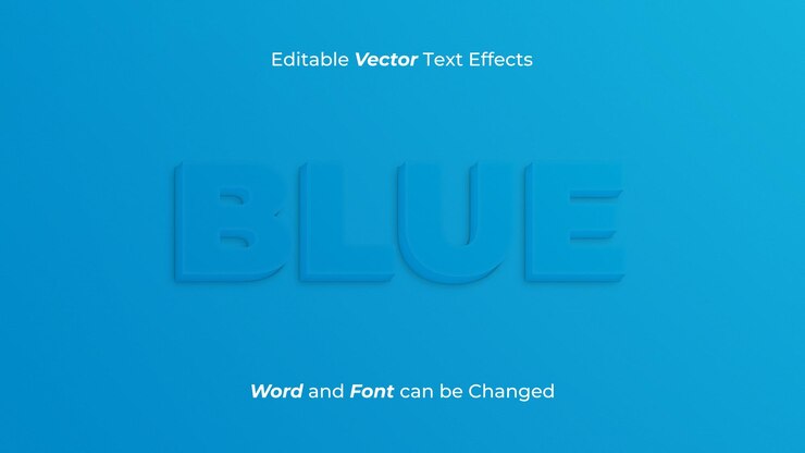 Vector efecto de texto azul de bajo contraste editable en 3d