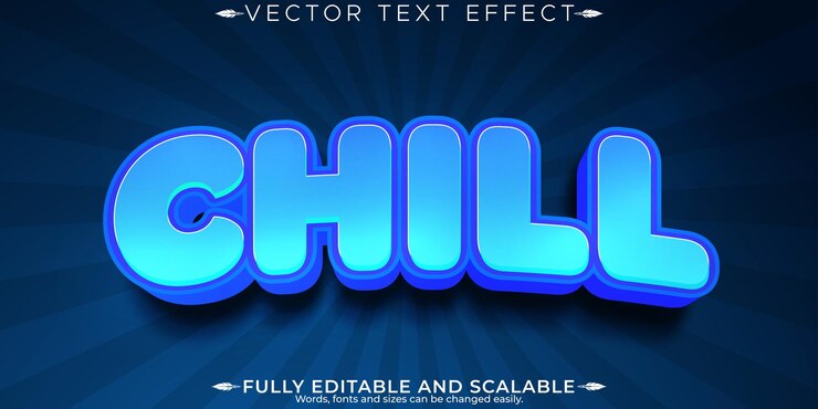 Vector efecto de texto azul editable estilo de texto de frío y agua editable