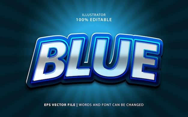 Efecto de texto azul editable vector libre