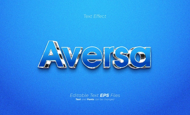 Vector efecto de texto azul con elegante envoltura de cromo