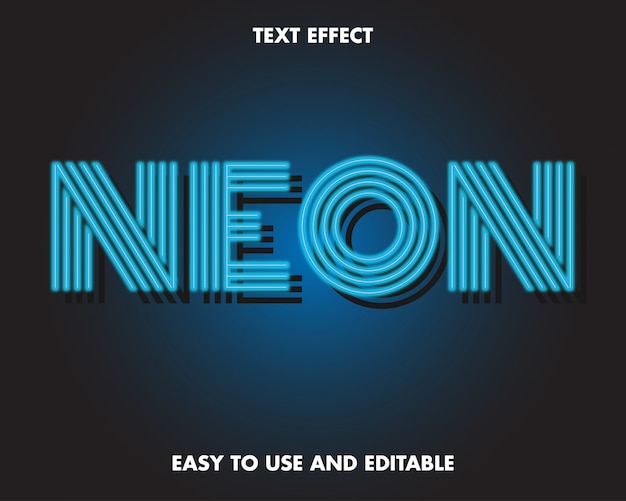 Vector efecto de texto azul neón.