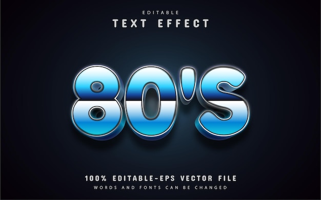 Efecto de texto azul retro de los 80
