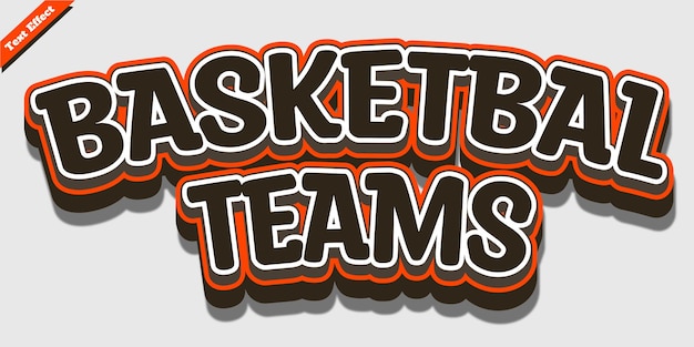 Vector efecto de texto de baloncesto