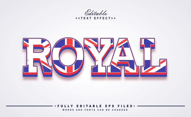 Vector efecto de texto de la bandera británica real