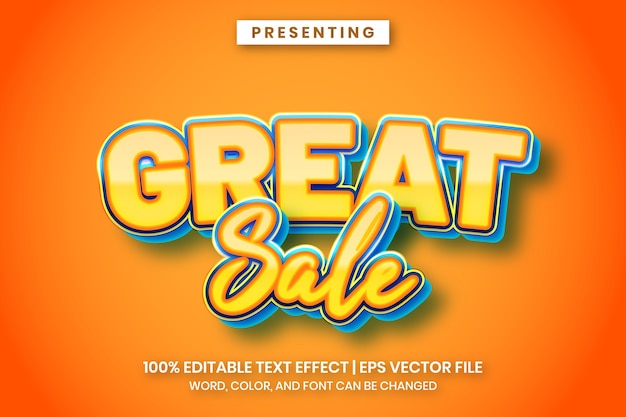 Vector efecto de texto de banner de gran venta