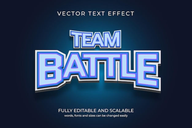 Vector efecto de texto de batalla de equipo 3d