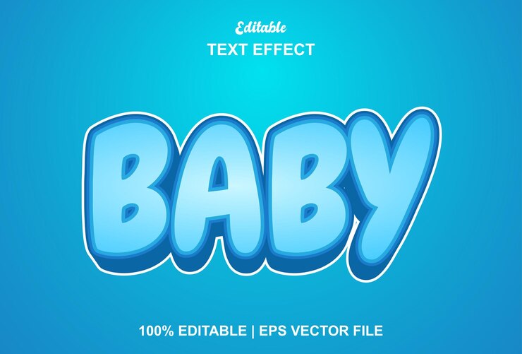 Vector efecto de texto de bebé y editable.