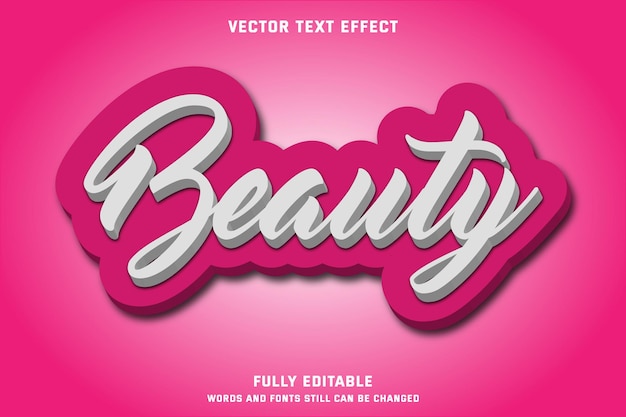 Vector efecto de texto de belleza 3d rojo y blanco.