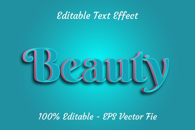 Efecto de texto de belleza Diseño de estilo degradado en relieve 3 D