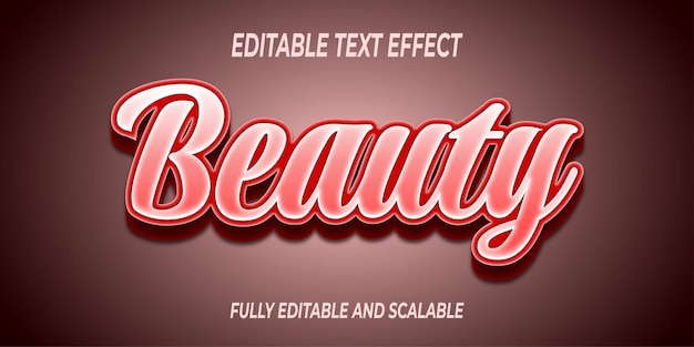 Efecto de texto de belleza con hermosa letra 3d