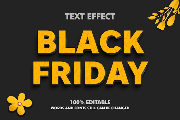 Efecto de texto de black friday texto editable en 3d de black friday