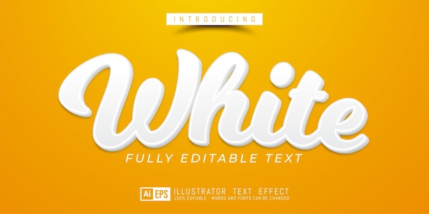 Efecto de texto blanco, concepto de título de texto de estilo 3d editable