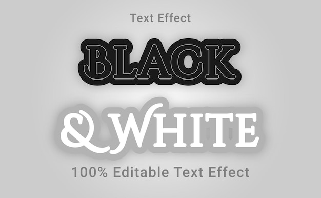 Efecto de texto en blanco y negro 100% editable