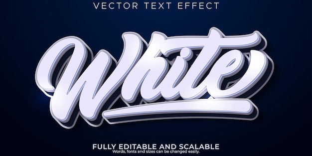 Vector efecto de texto blanco vintage estilo de texto retro editable de los años 80