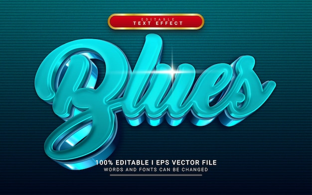 Vector efecto de texto de blues