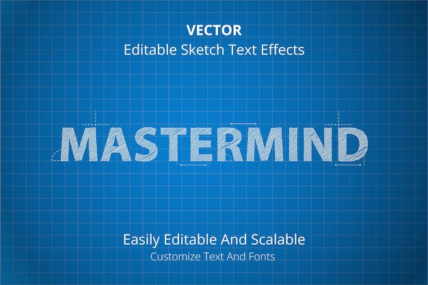 Efecto de texto de boceto editable dibujado a mano